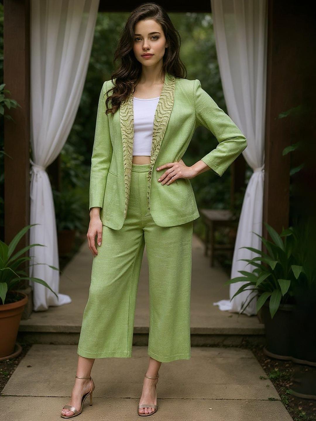 Buy SZN Shawl Collar Neck Blazer With Trousers - - Apparel for Women