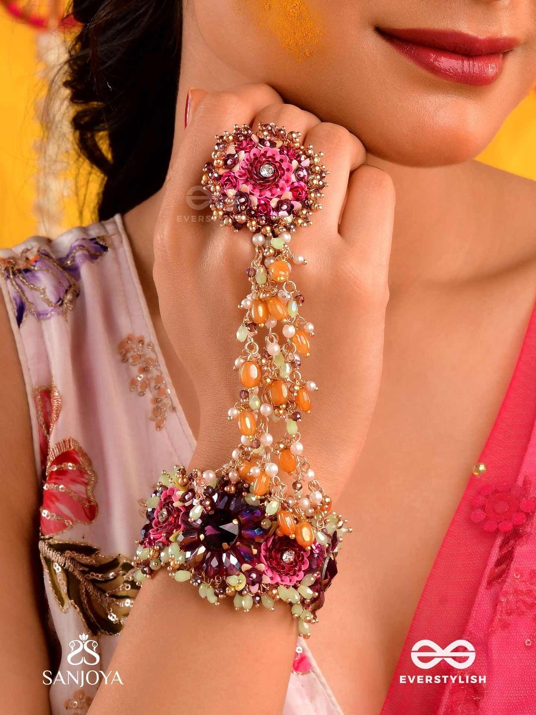 Buy EVERSTYLISH SANJOYA Gold Plated Artificial Stones Studded And Beaded Ring Bracelet - - Accessories for Women
