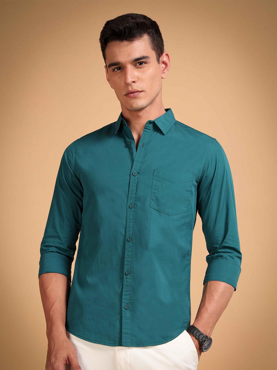 HERE&NOW Men Regular Fit Peach Premium Cotton Casual Shirt