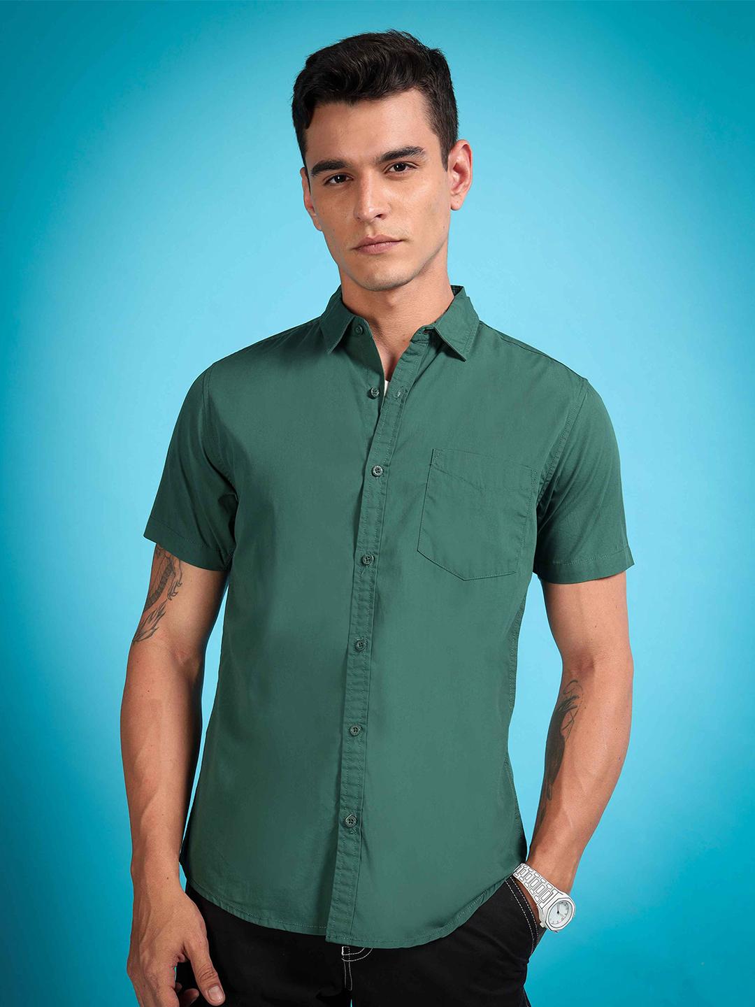 HERE&NOW Men Regular Fit Peach Premium Cotton Casual Shirt