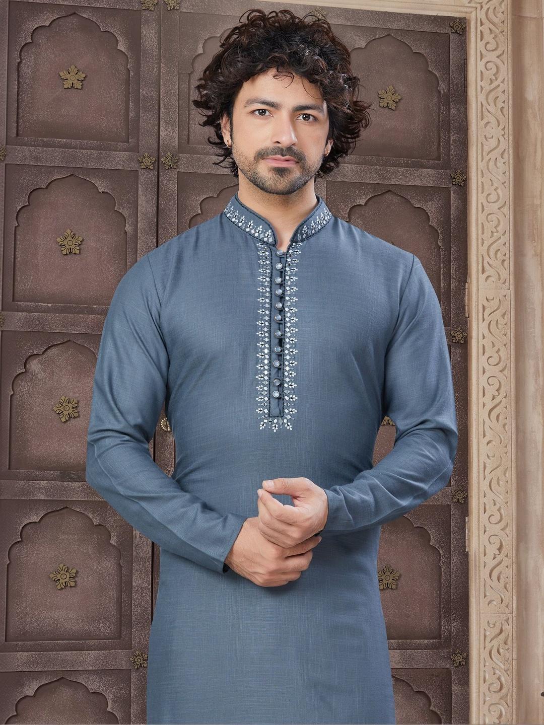 House of Pataudi Embroidered Cotton Straight Kurtas - Image 1