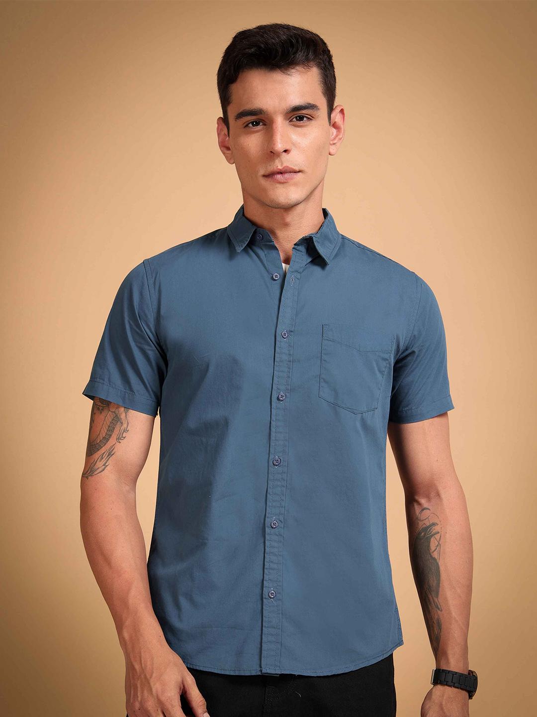 Buy HERE&NOW Men Regular Fit Peach Premium Cotton Casual Shirt -  - Apparel for Men