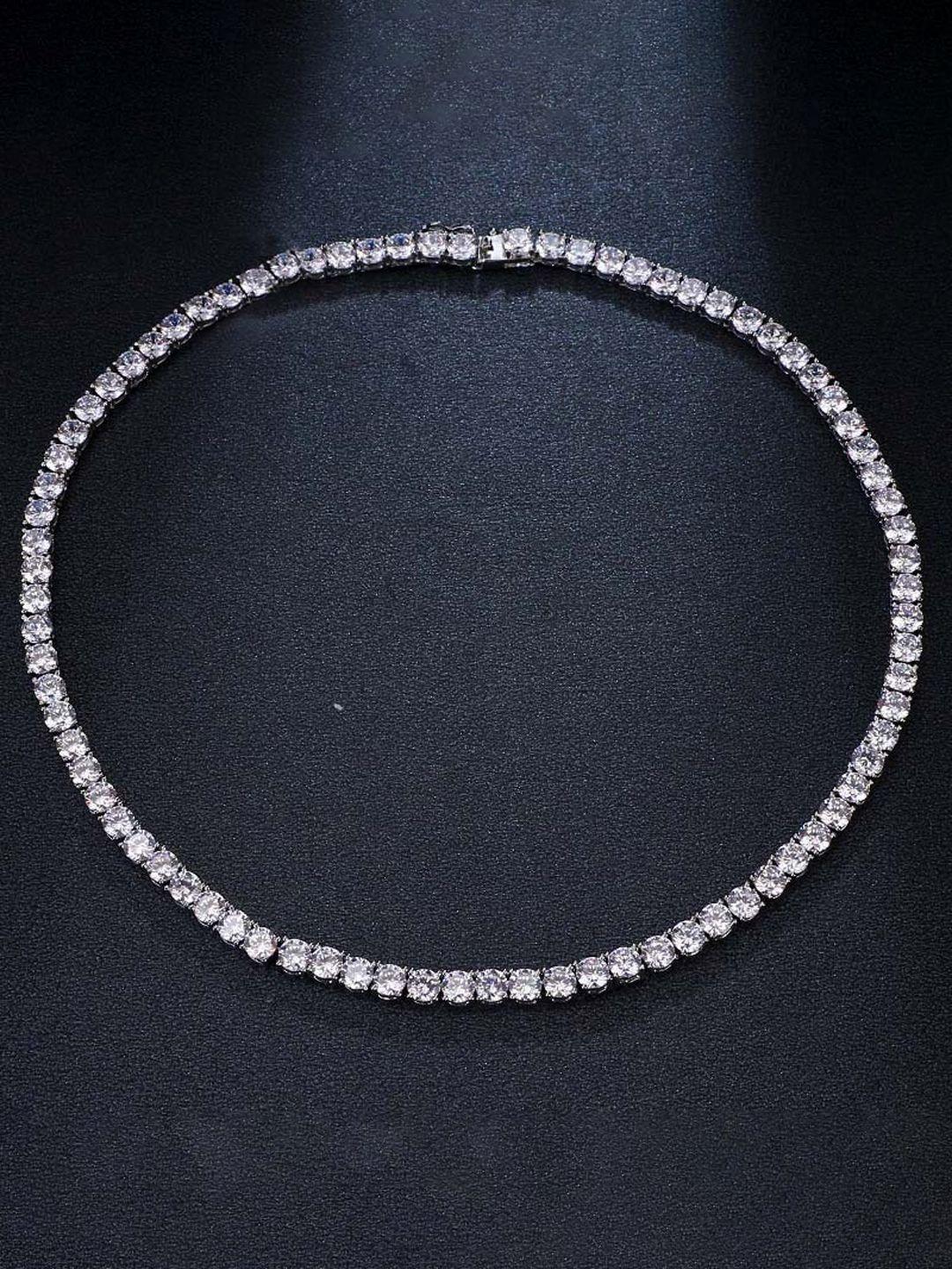 Buy FIMBUL Silver Plated Cubic Zirconia Studded Chain - - Accessories for Women