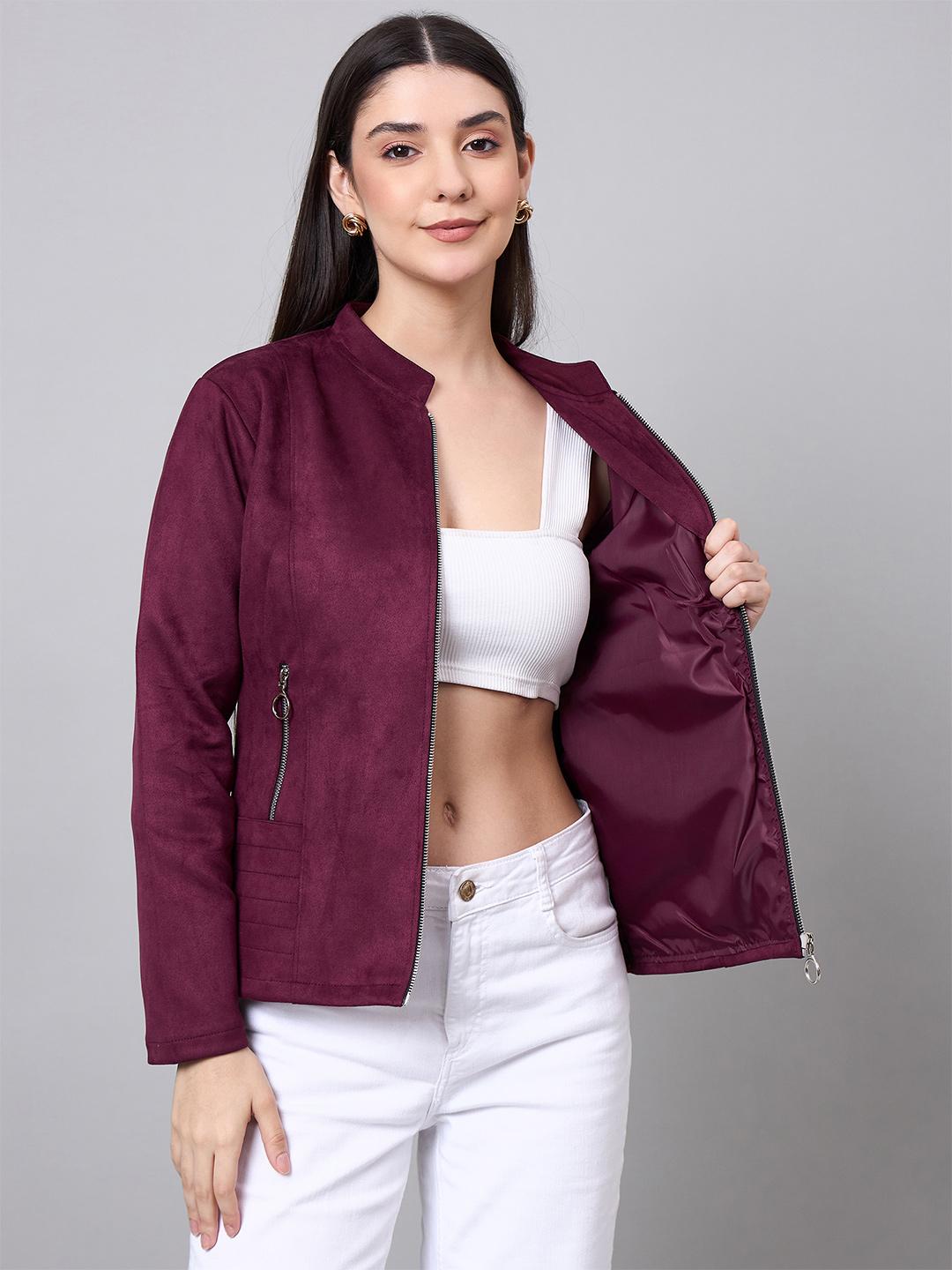 Spink Women Mandarin Collar Solid Lightweight Tailored Jacket