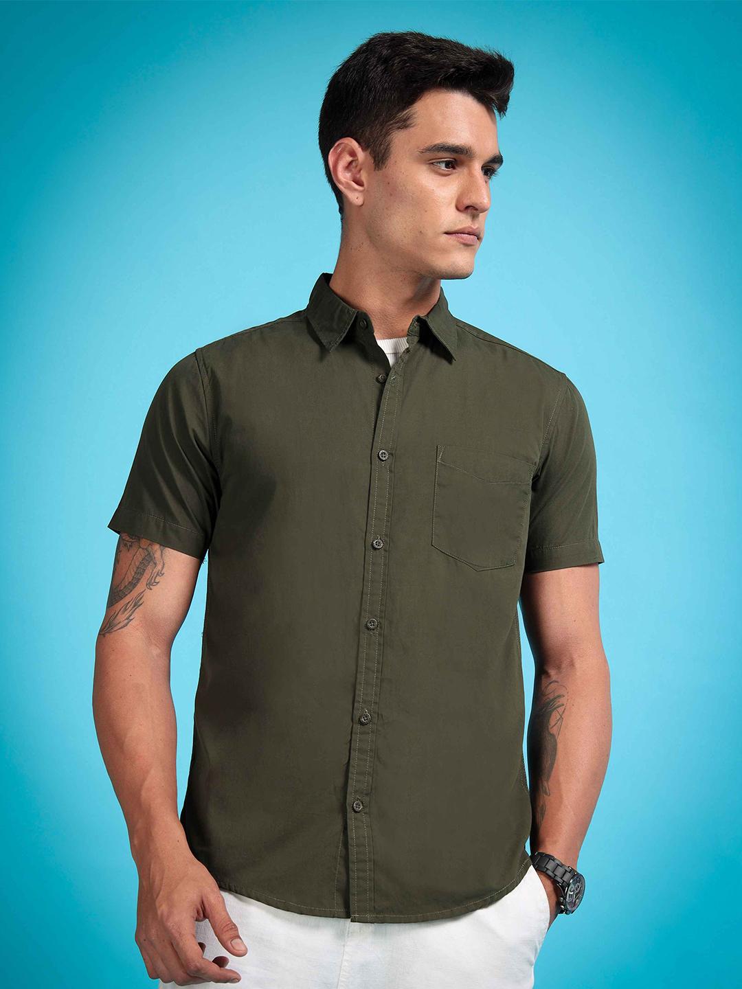 HERE&NOW Men Regular Fit Peach Premium Cotton Casual Shirt
