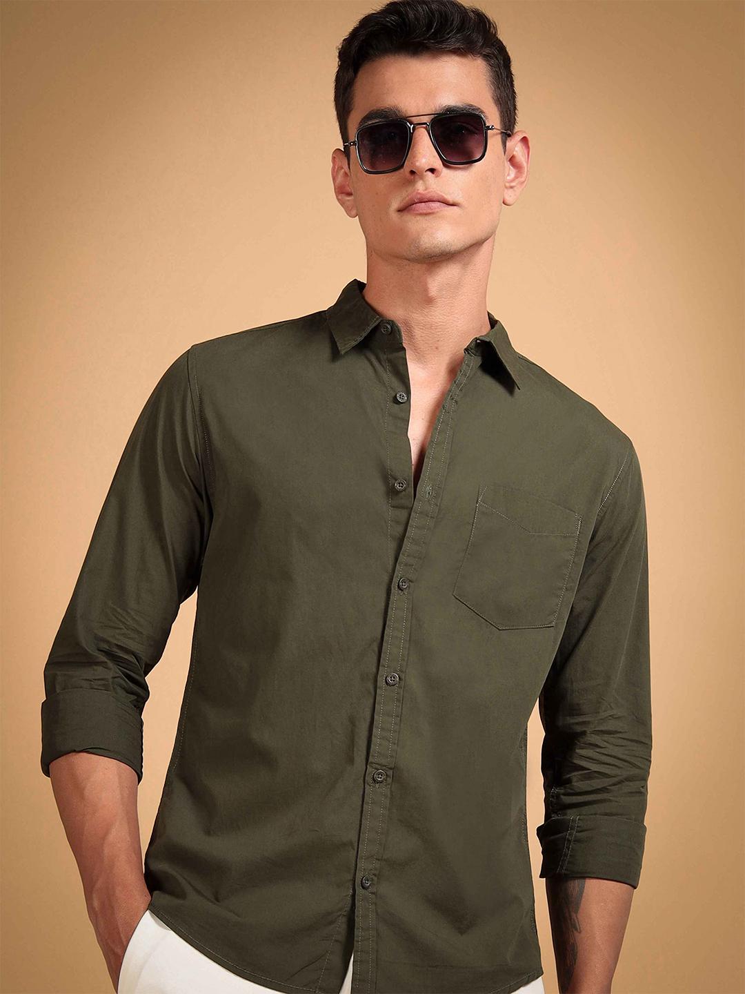 HERE&NOW Men Regular Fit Peach Premium Cotton Casual Shirt