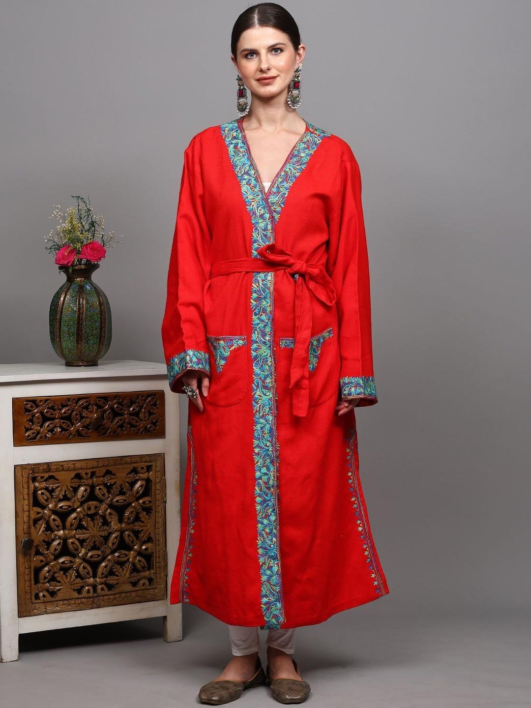 Buy Exotic India Women Kashmiri Robe With Aari Embroidered Paisley ...