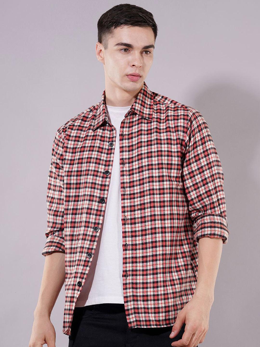 Swaggish Tartan Checks Checked Spread Collar Casual Shirt