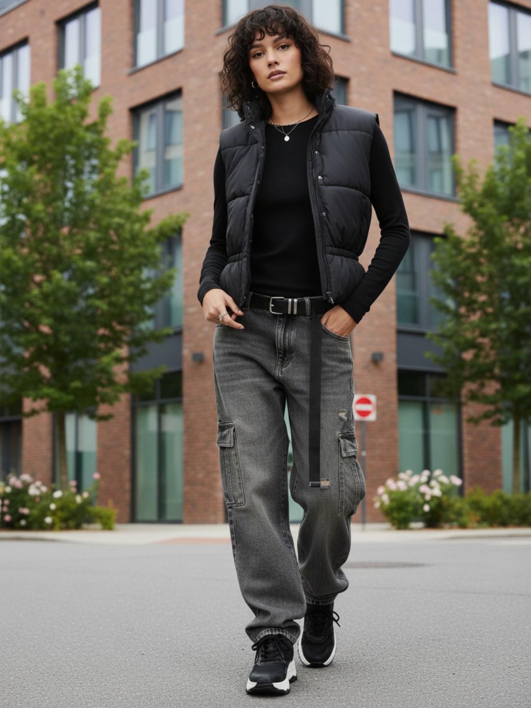 glitchez Mock Collar Relaxed Padded Jacket