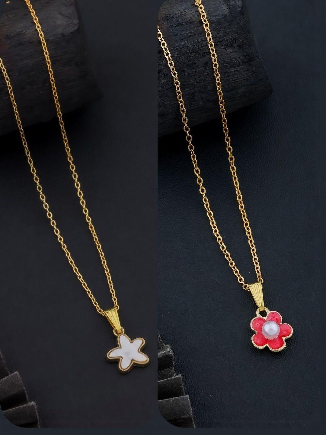 Buy SZN Set Of 2 Brass Gold Plated Necklace -  - Accessories for Women