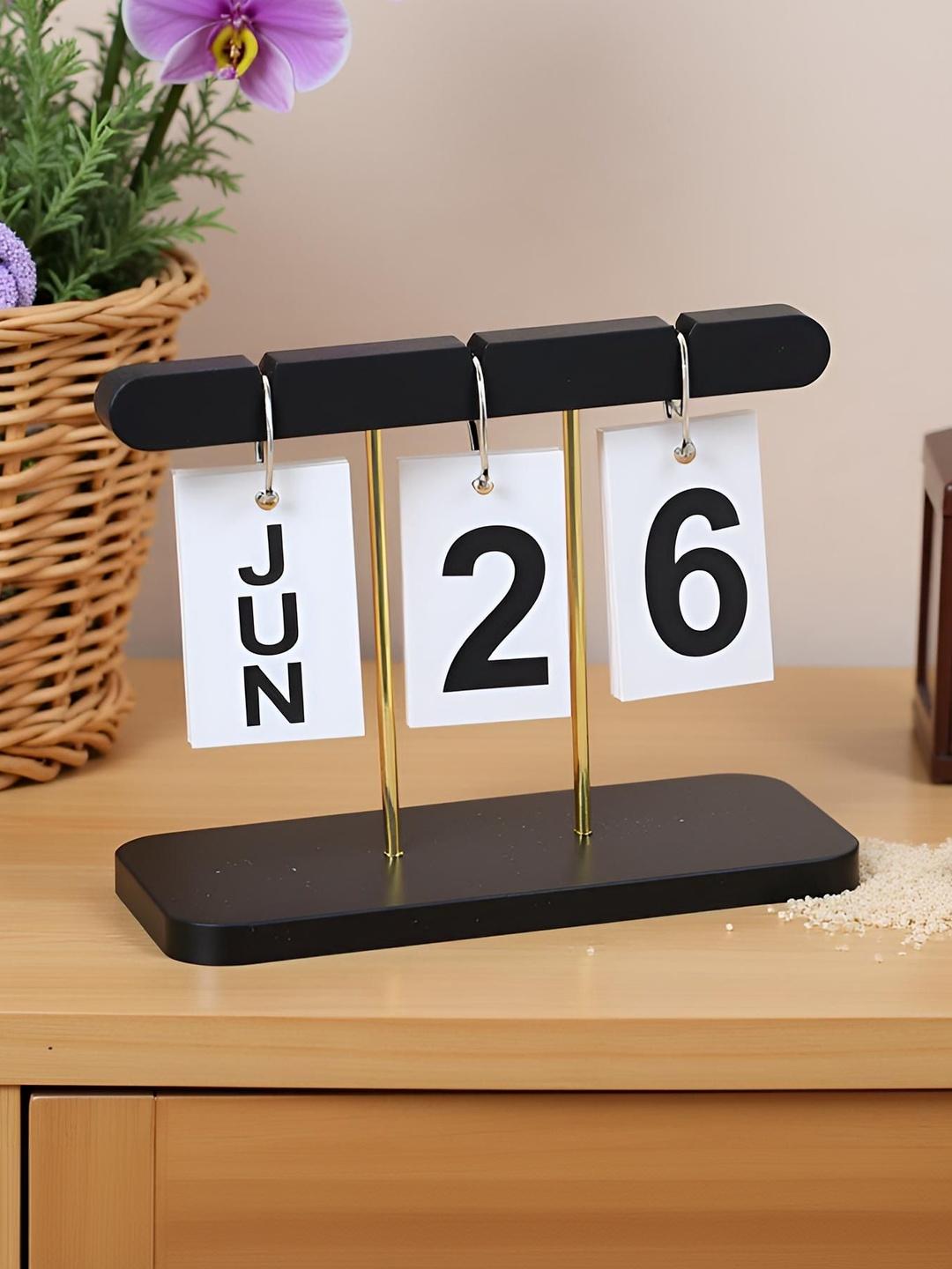Buy Gopalvilla Black White Desk Calendar With Metal Stand