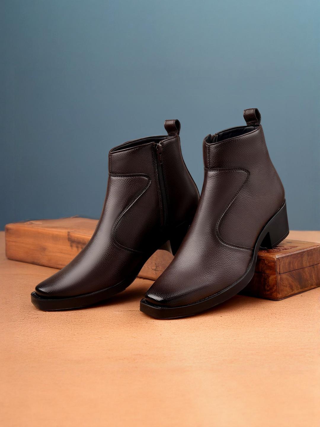 Buy Bxxy Men Height Increasing Elevator Block Heel Slip On Boots - - Footwear for Men