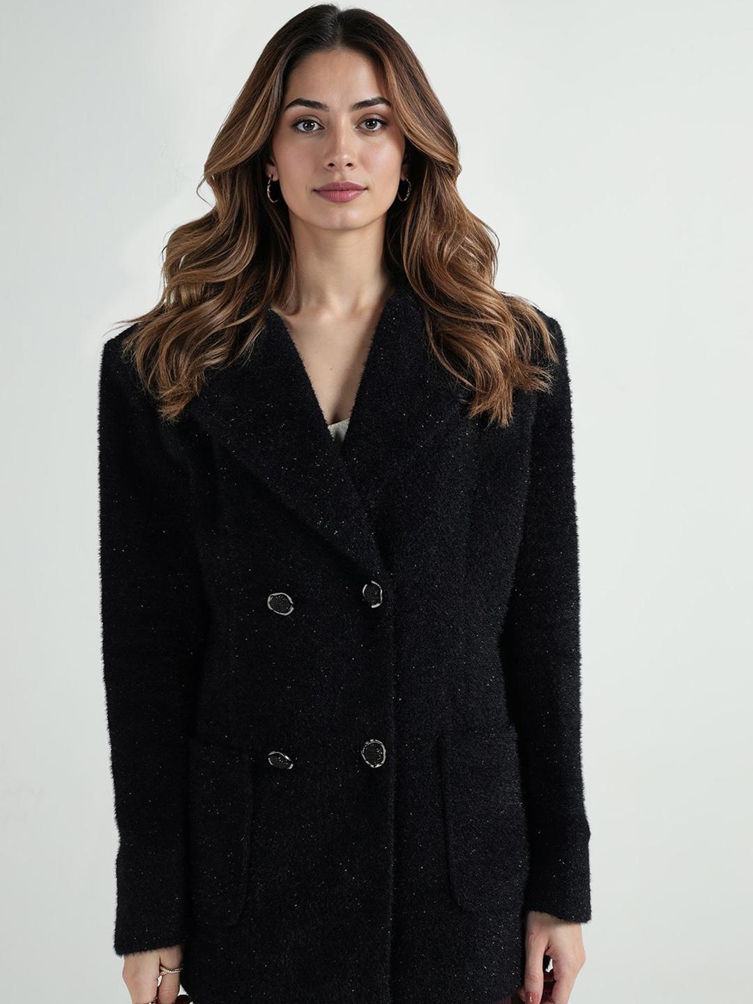 ELLE Women Lapel Collar Solid Tailored Jacket