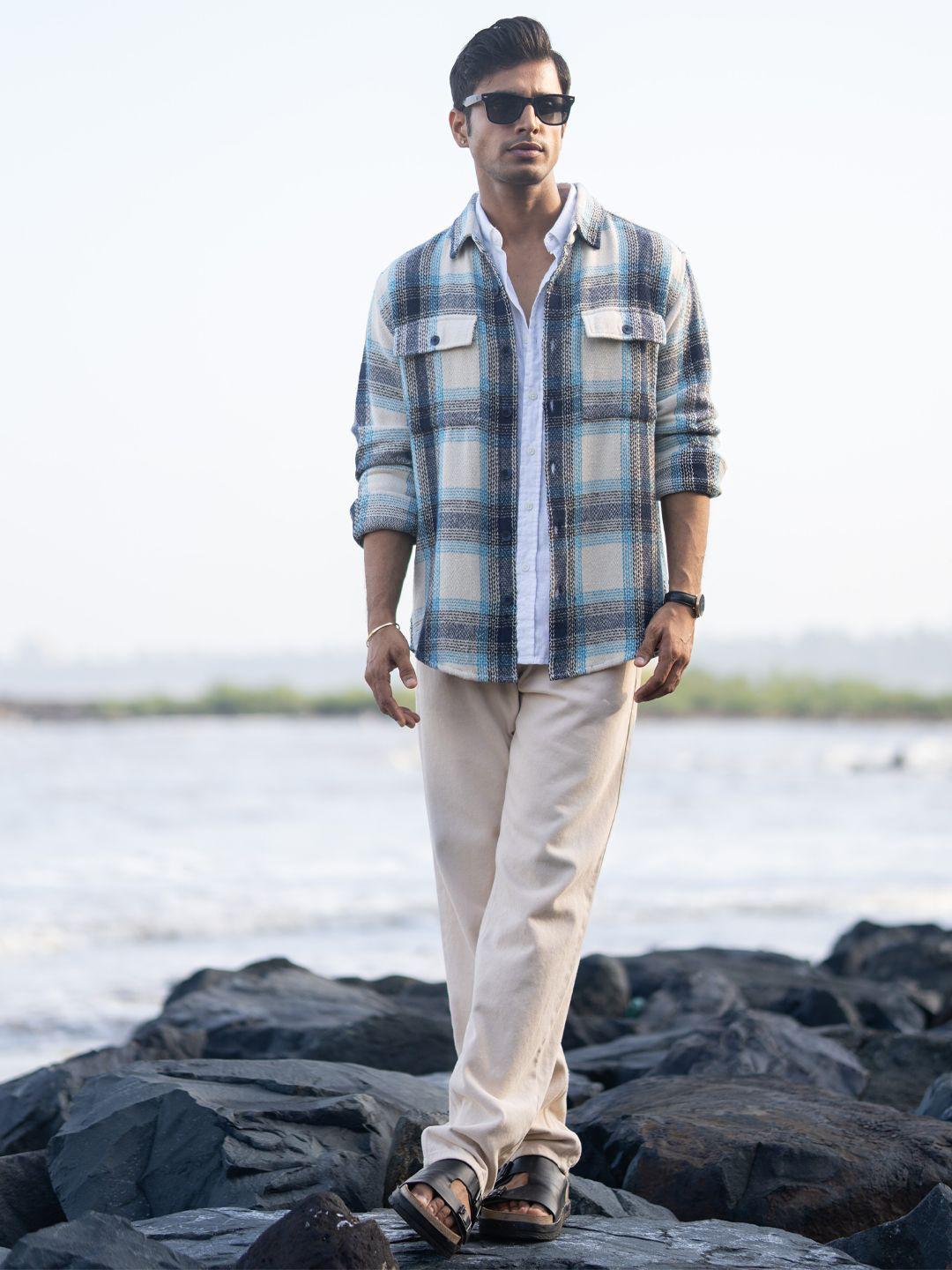 Powerlook Men Buffalo Checked Spread Collar Casual Shirt