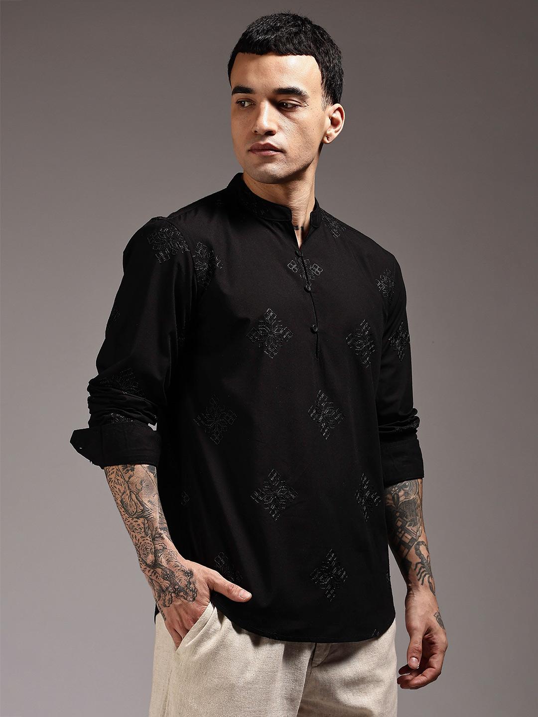 HERE&NOW Men Embroidered Thread Work Kurta