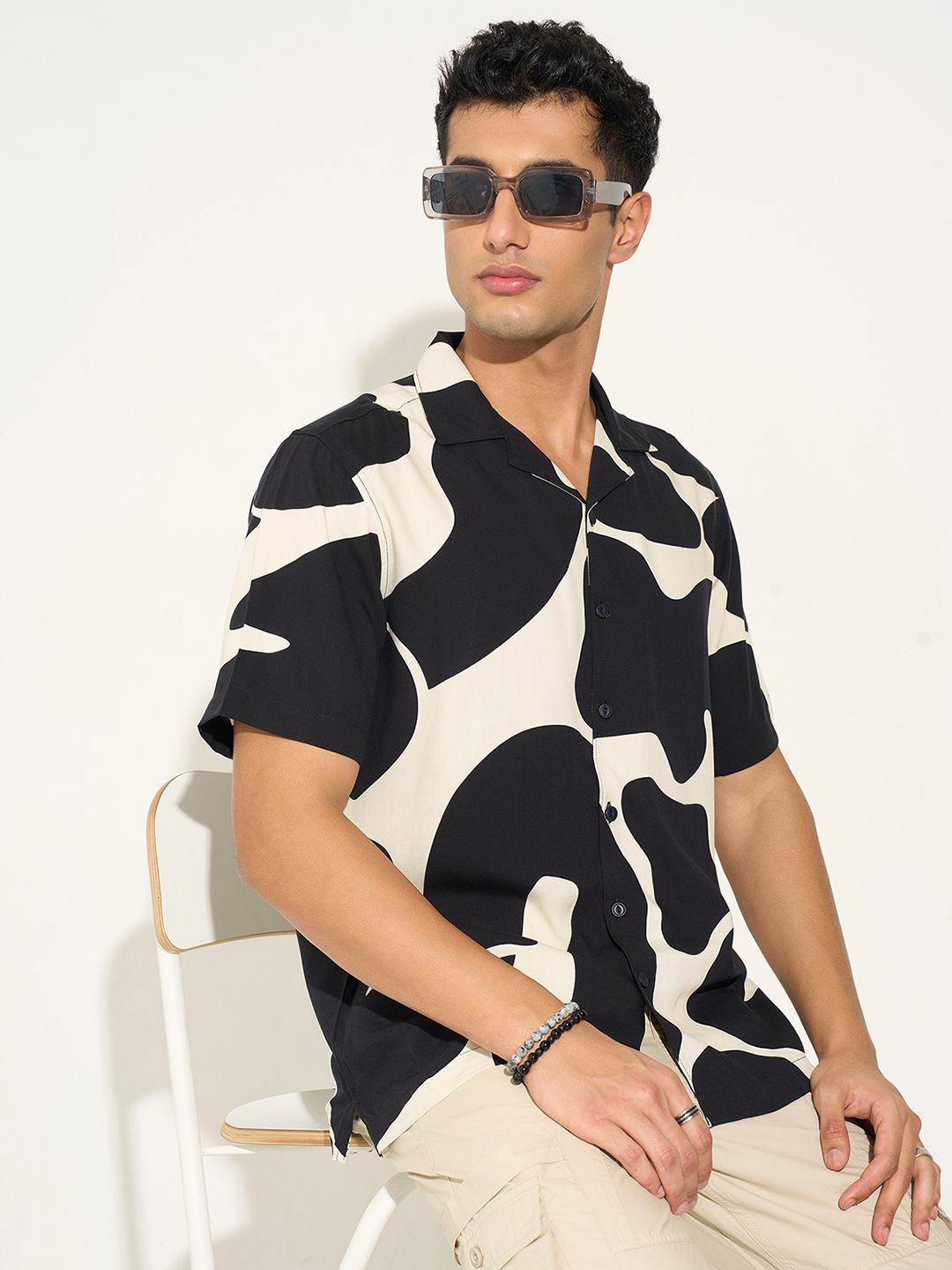 Gant Relaxed Abstract Printed Cuban Collar Casual Shirt