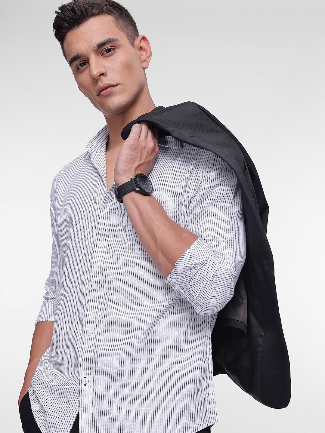 French Connection Slim Fit Striped Pure Cotton Casual Shirt