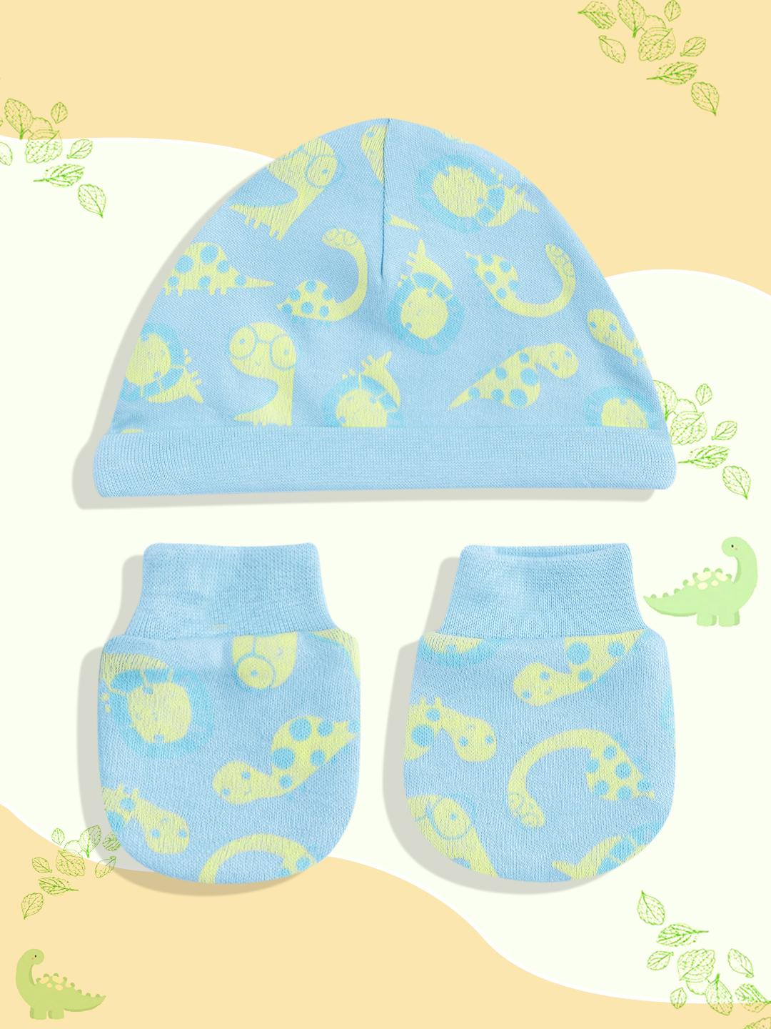 Buy Mothercare Infant Boys Pure Cotton Printed Beanie With Pair Of Mittens - - Accessories for Boys