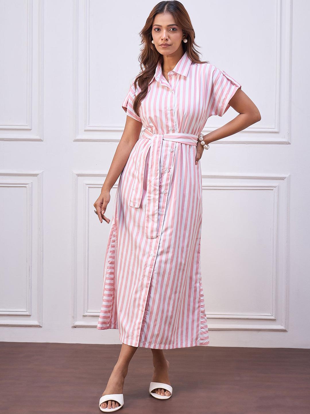 Striped Shirt Midi Dress main image 0