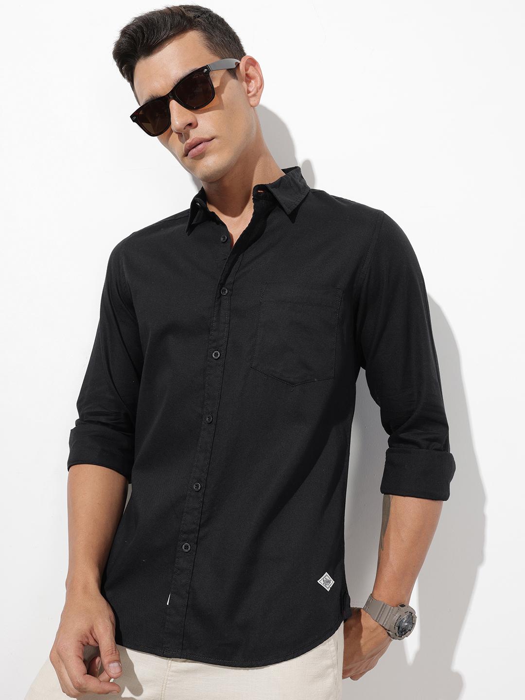 The Roadster Life Co. Pure Cotton Self Design Textured Shirt