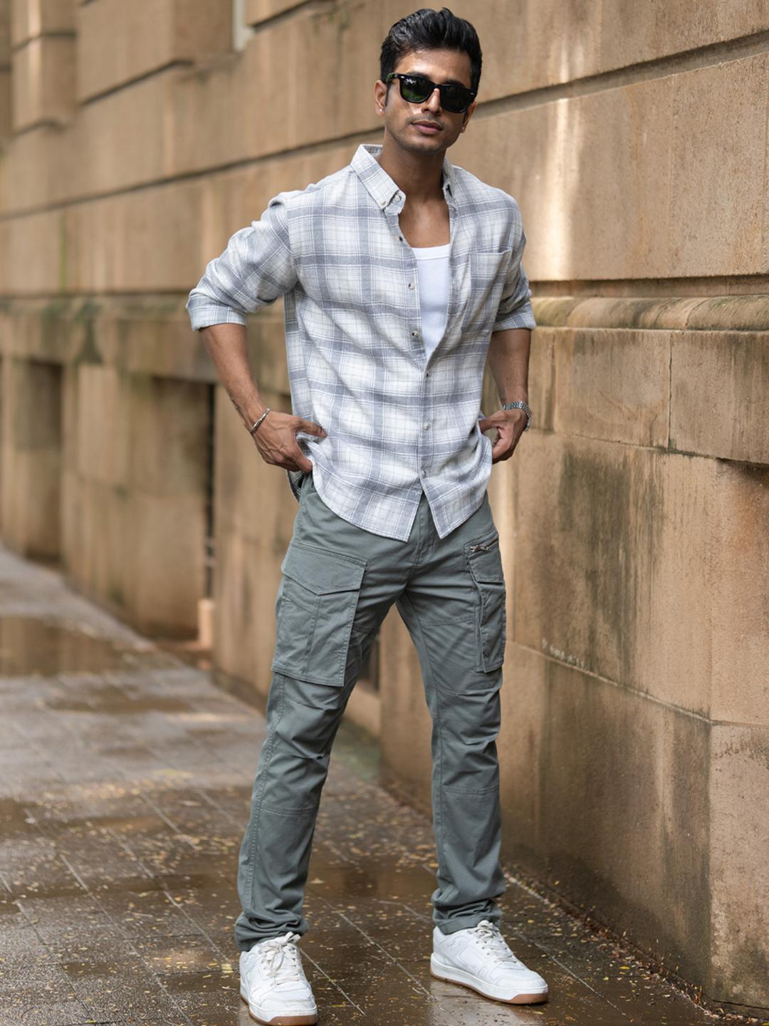Powerlook SS25 Tartan Checked Pure Cotton Casual Shirt