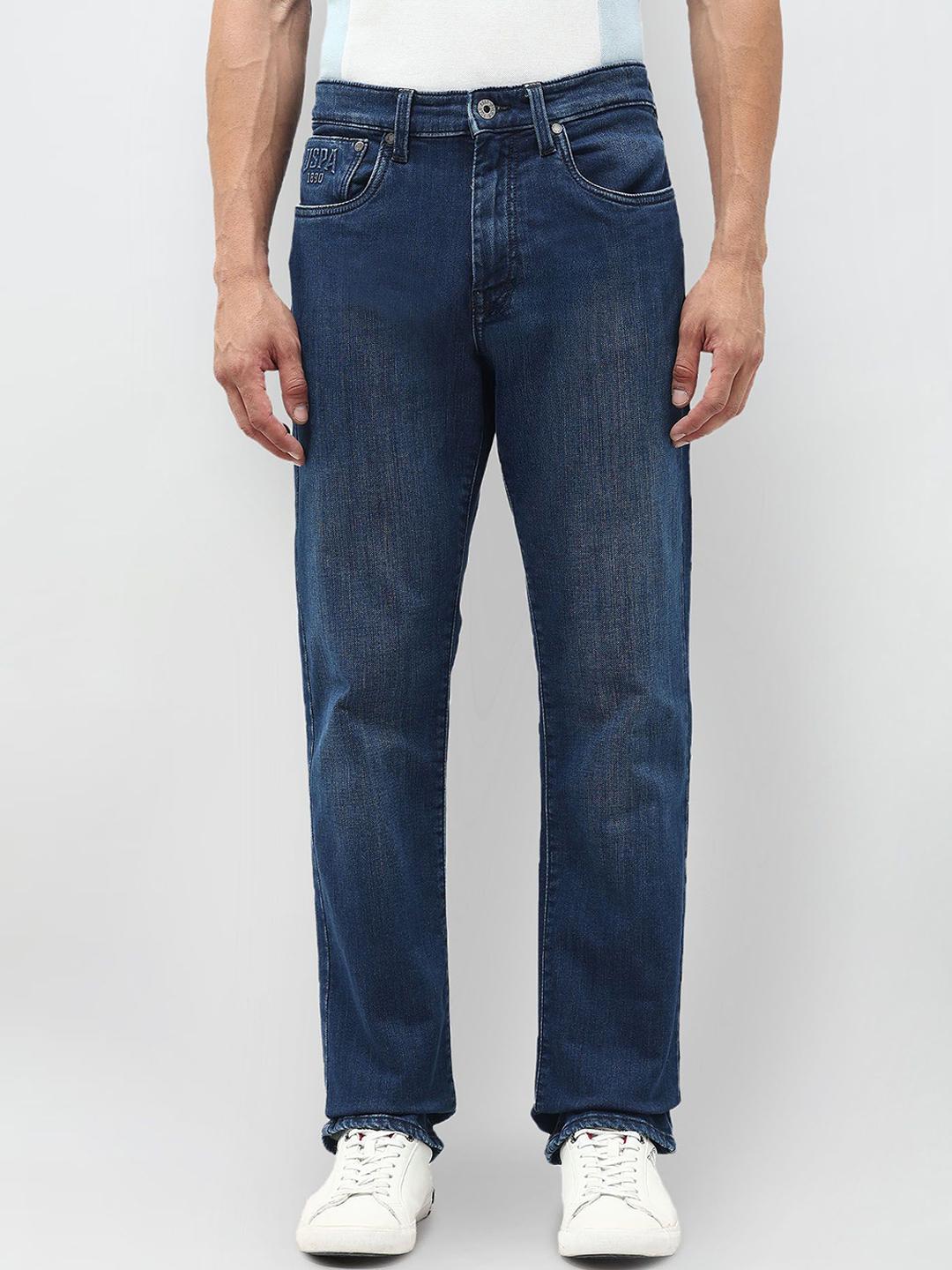 U.S. Polo Assn. Denim Co. Men Straight Fit Mid-Rise Light Fade Stretchable Jeans