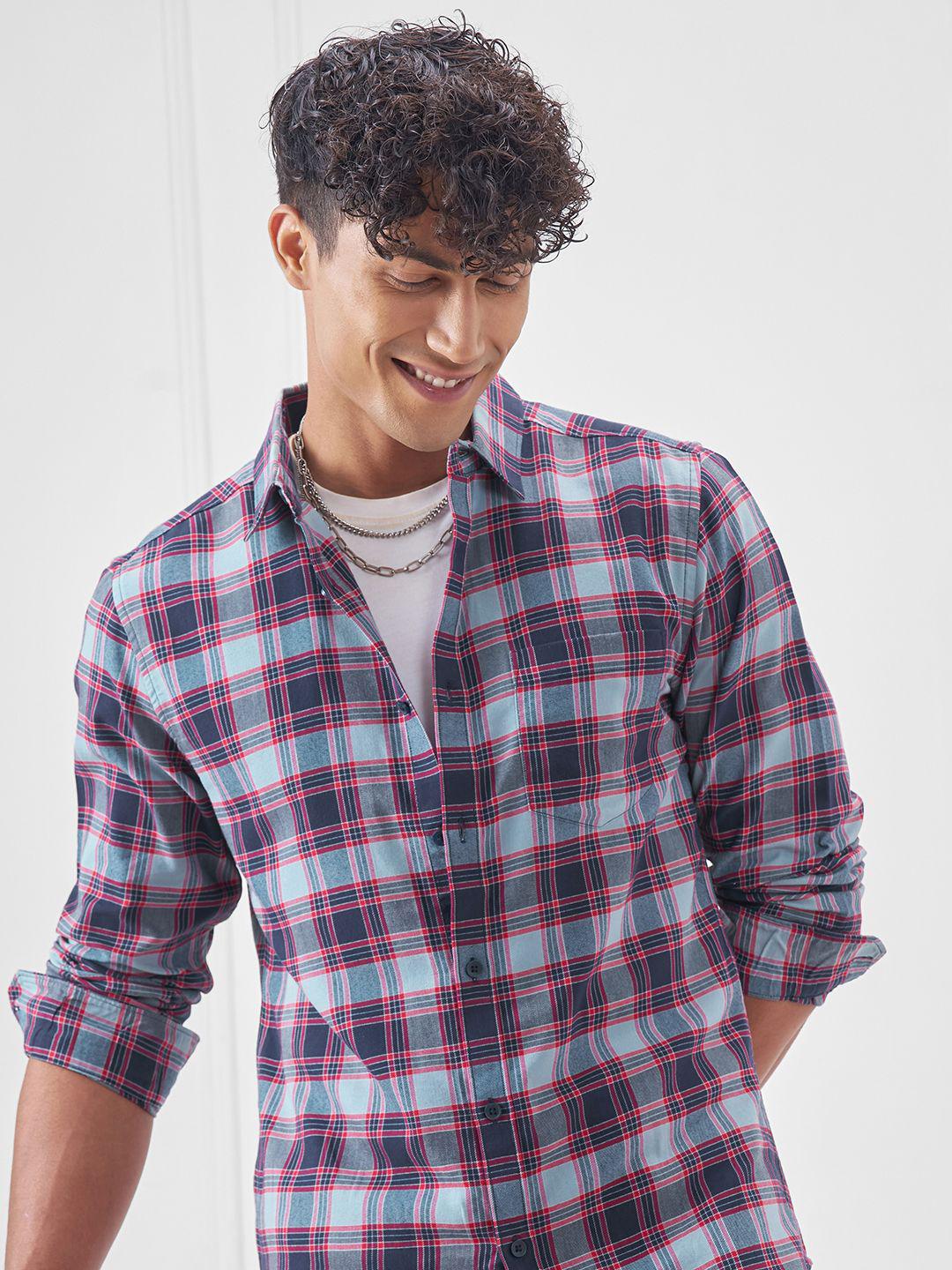 HIGHLANDER Men Slim Fit Tartan Checks Checked Casual Shirt