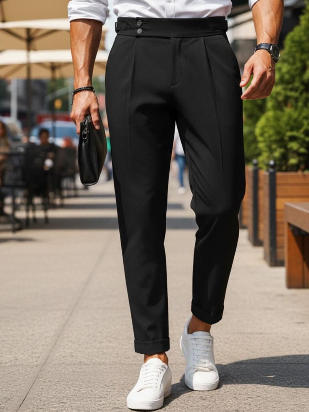 Next One Men Classic Easy Wash Pleated Gurkha Trousers - Image 1