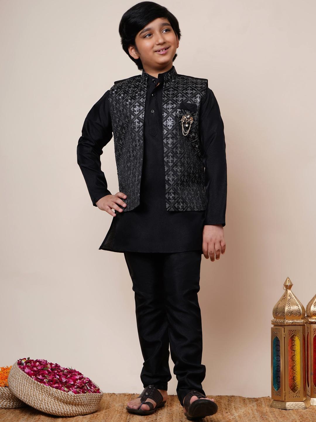 Babyhug Full Sleeves Sequenced Embroidered Kurta & Pyjama Set- Mustard