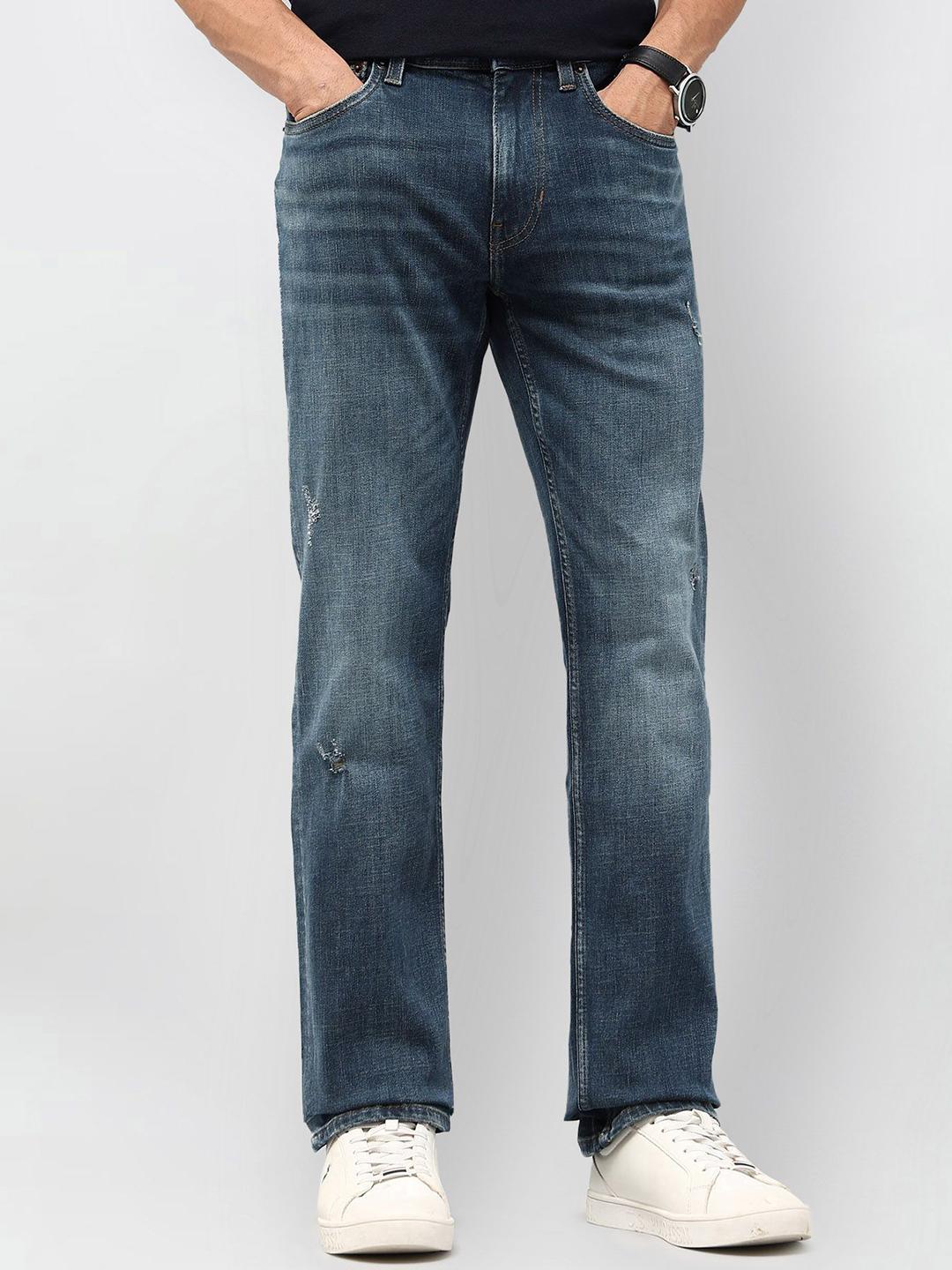 U.S. Polo Assn. Denim Co. Men Straight Fit Mid-Rise Mildly Distressed Light Fade Jeans