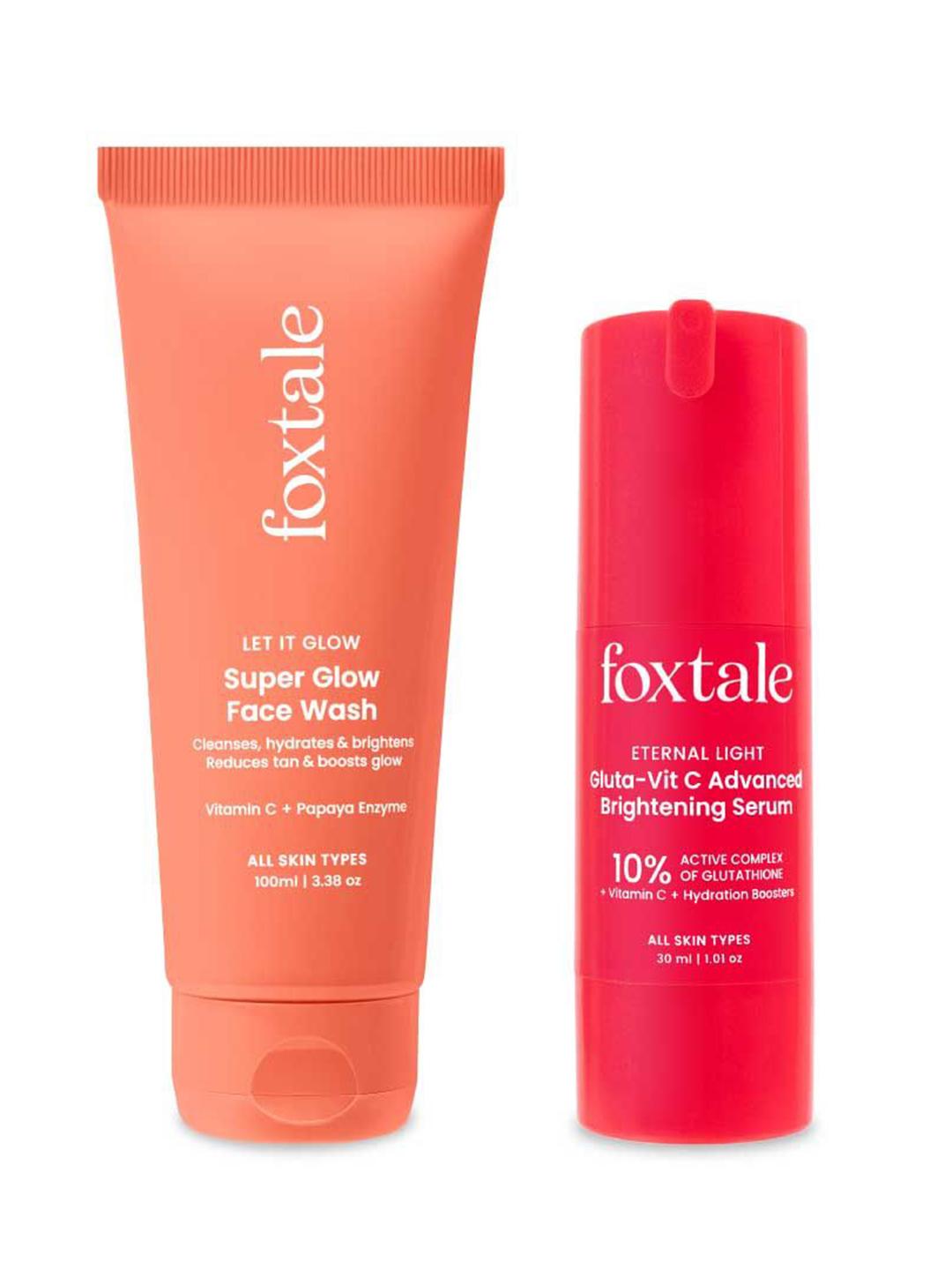 Buy FoxTale Set Of 2 Super Glow Face Wash 100 Ml & Glutathione Serum 30 Ml - - Personal Care for Unisex