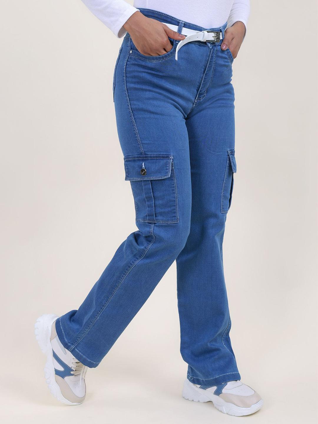 Buy DAZORA Women Regular Fit Mid Rise Denim Cargo Jeans - Jeans for ...
