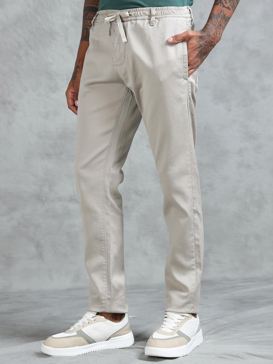 Buy Beevee Men Textured Self Design Mid Rise Trousers - Trousers for ...
