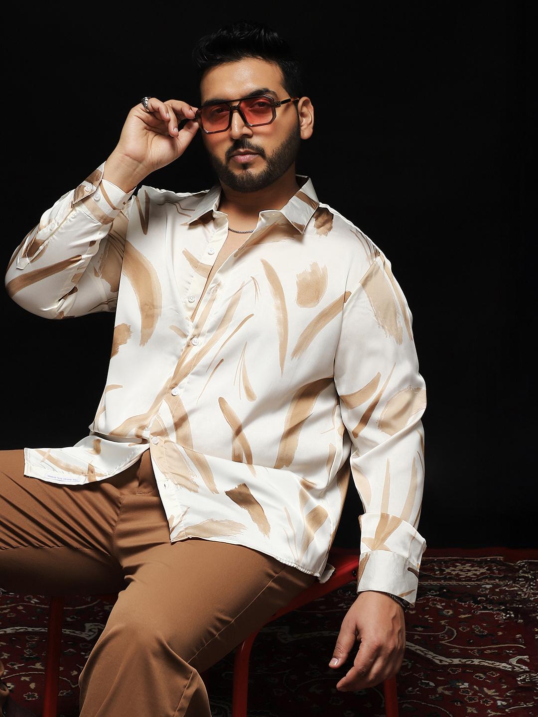 Instafab Plus Comfort Spread Collar Long Sleeves Relaxed Fit Shirt