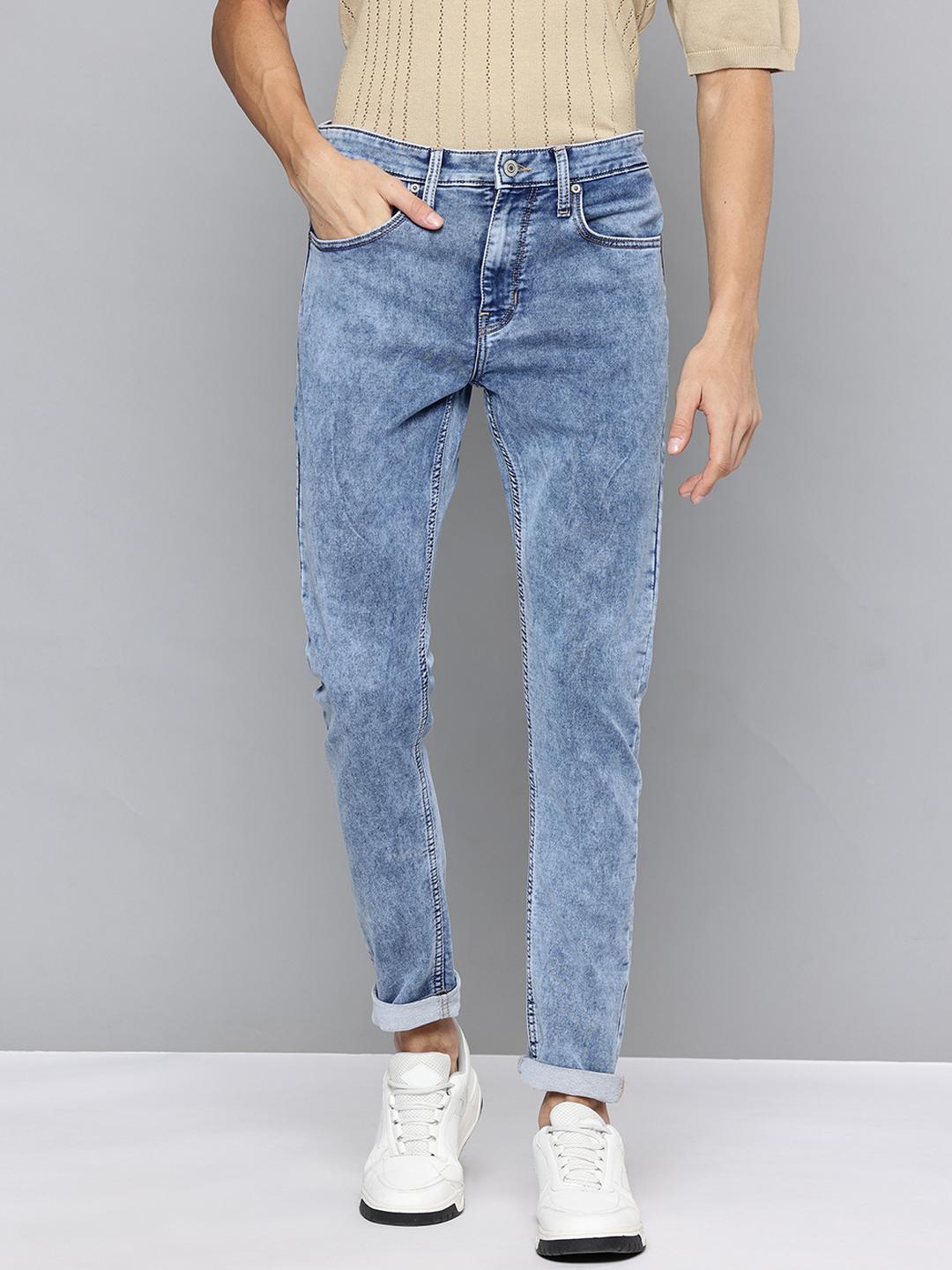 Flying Machine Men Slim Tapered Fit Mid-Rise Heavy Fade Acid Wash Stretchable Jeans