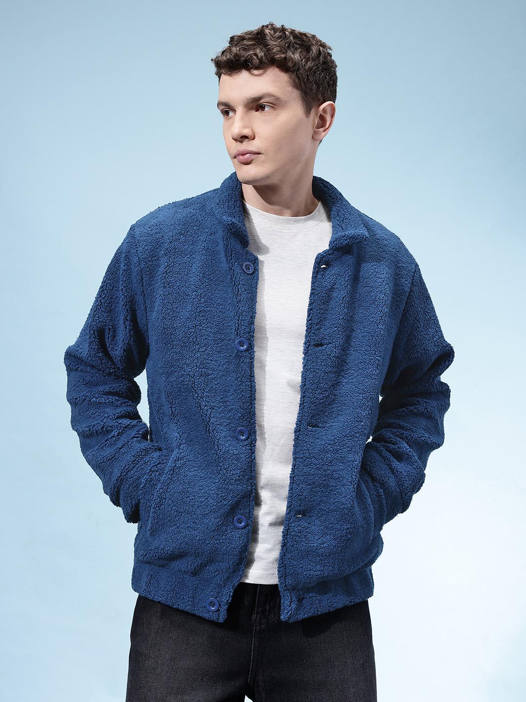 Buy Glitchez Spread Collar Relaxed Sherpa Jacket - Jackets for Men ...