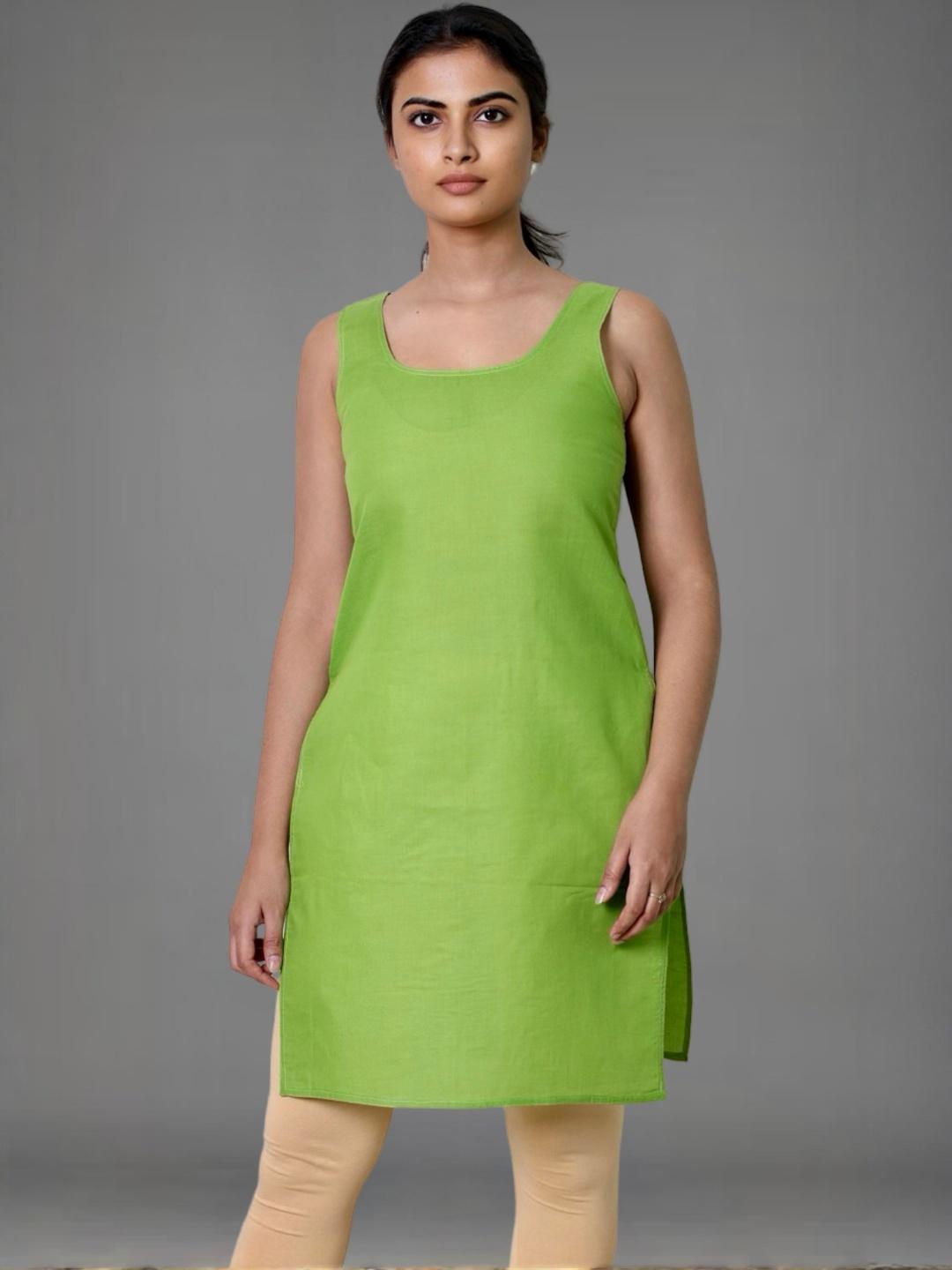 Buy Myplusfashion Women Green Cotton Solid Long Slip Camisole - - Apparel for Women