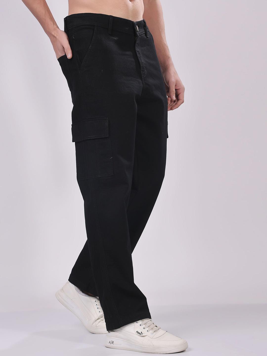 EDITLOOK Men Loose Relaxed Fit Mid-Rise Cargo Styles Jeans