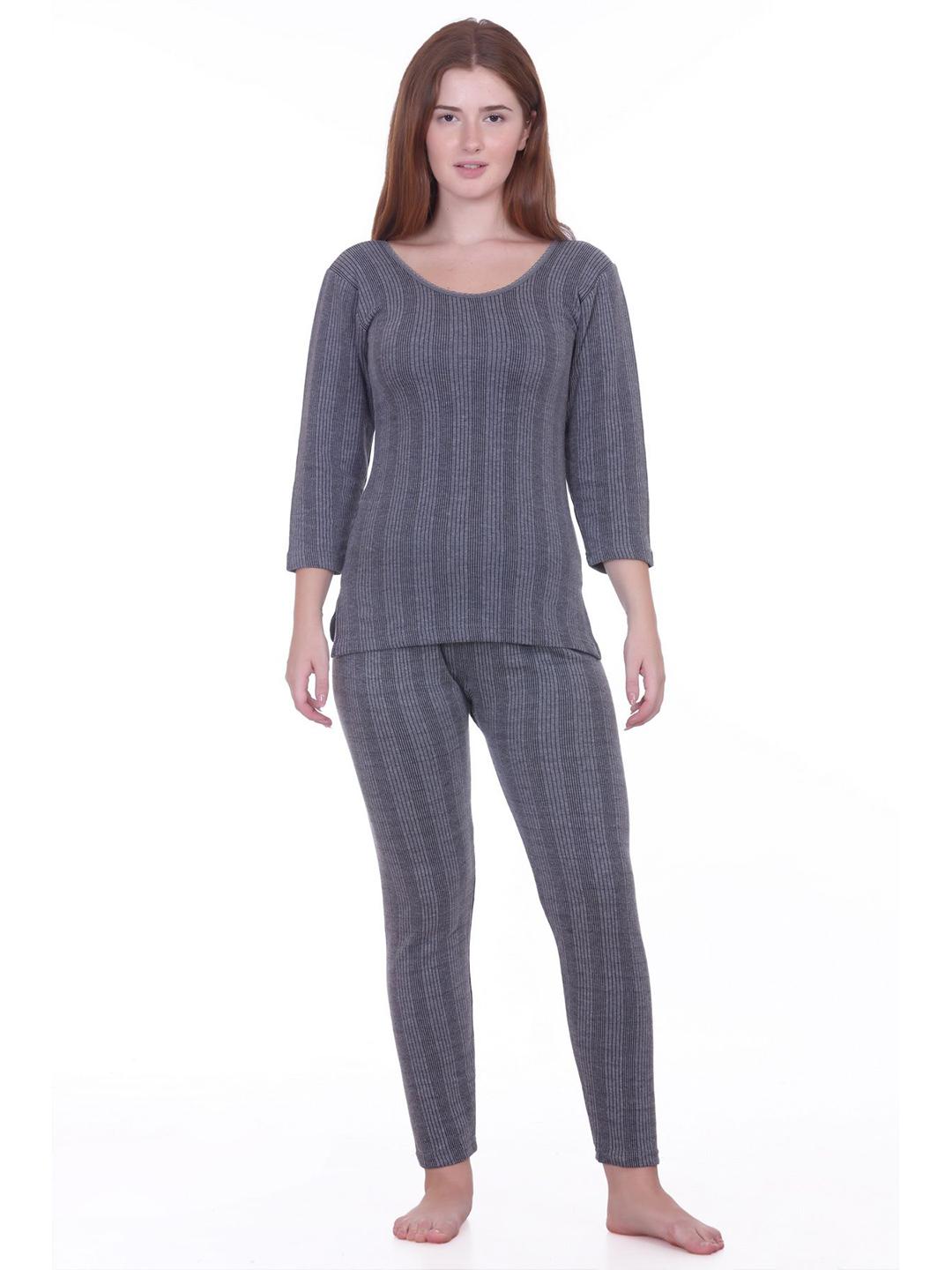 Buy ETC Women Striped Cotton Round Neck Thermal Set - - Apparel for Women