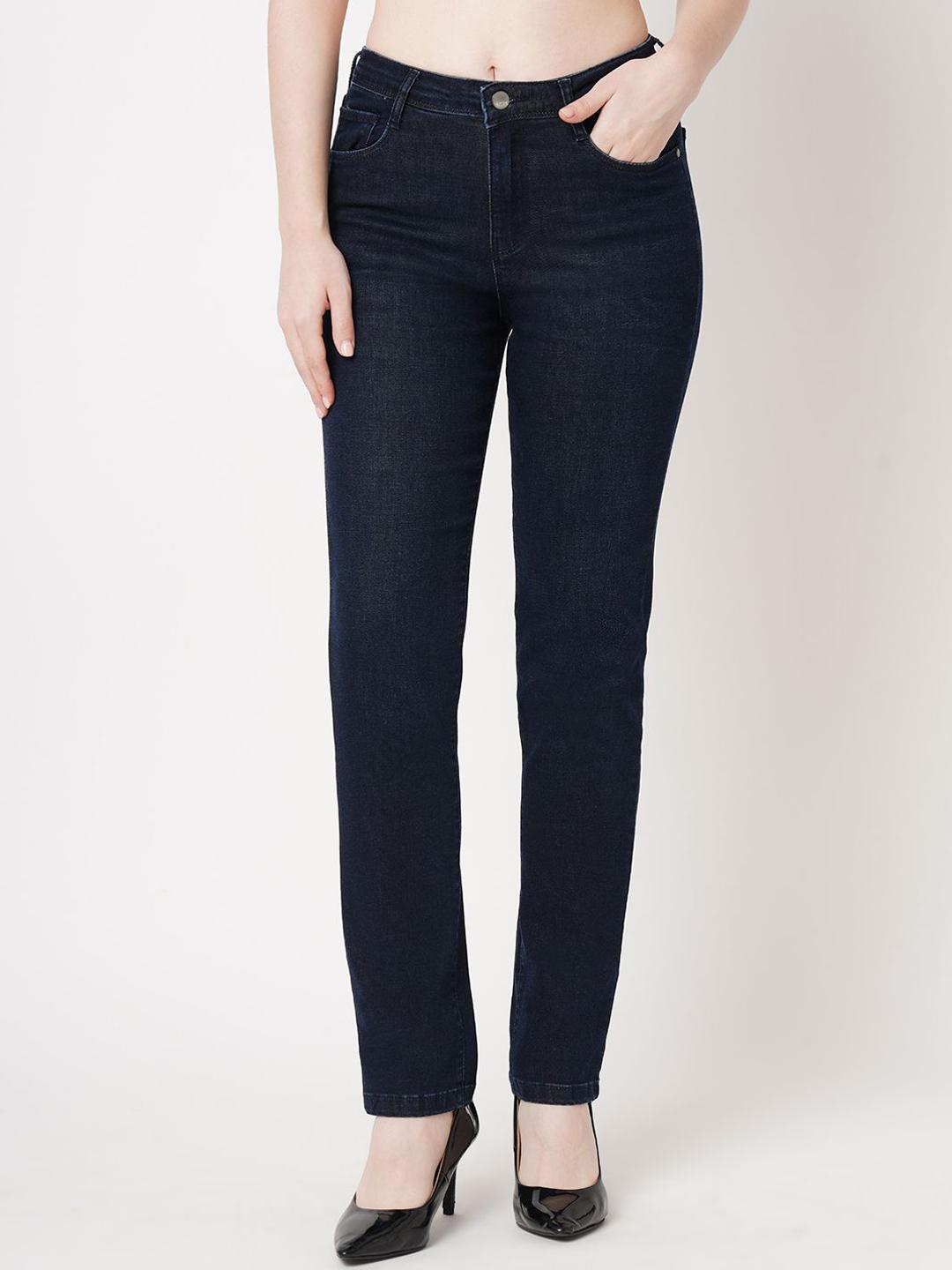 Kraus Jeans Women Straight Fit Button and Zip Mid-Rise Jeans