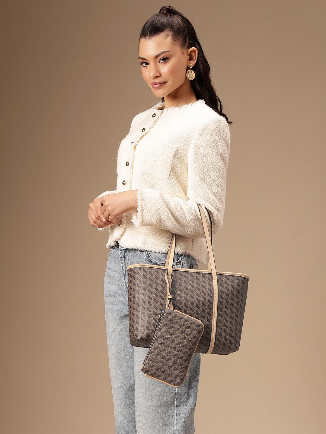 Buy PARFOIS Geometric Printed Large Shopper Shoulder Bag With Pouch - - Accessories for Women