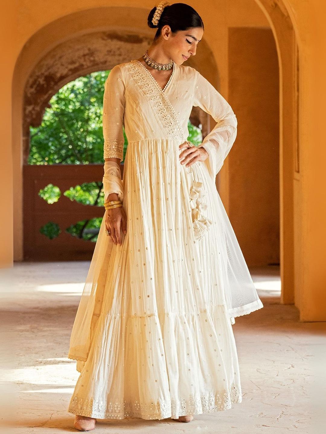 Women Navy Embroidered Peplum Anarkali Maxi Dress