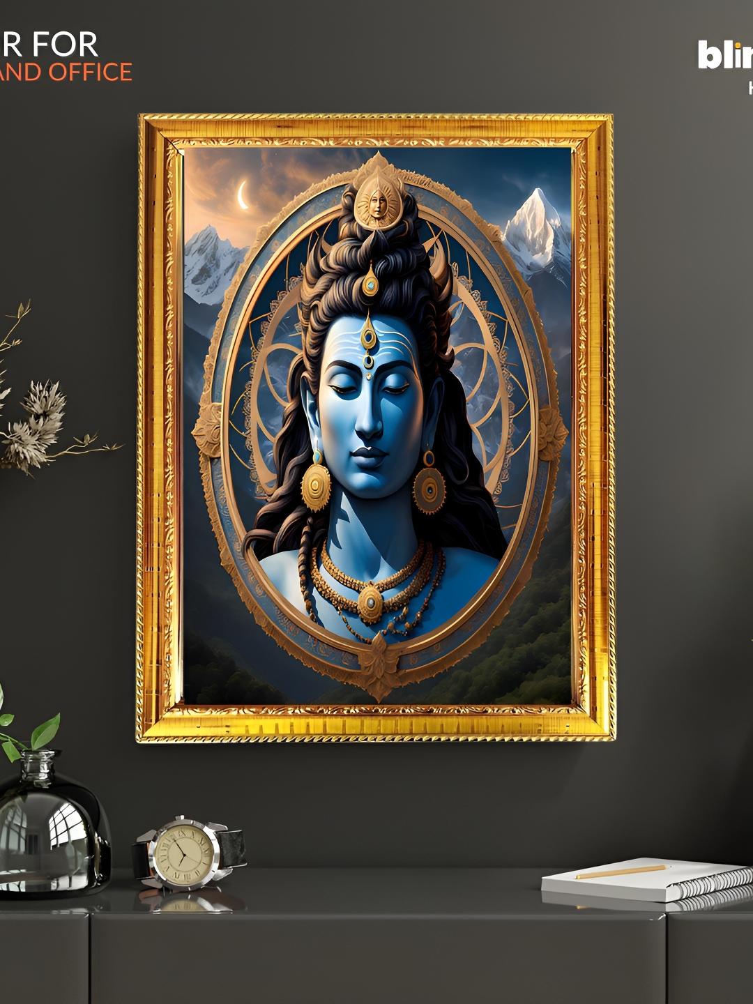 Buy Blinkart Brown & Blue Lord Shiva Religious Wall Art - Wall Art for ...