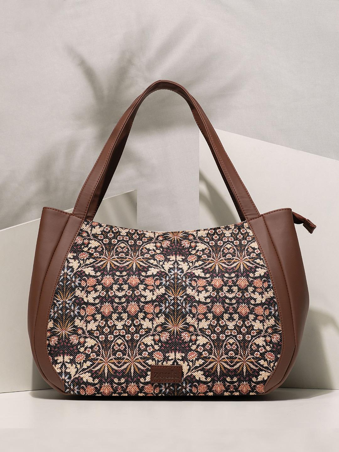 Buy ZOUK Multicoloured Floral Printed Structured Jute Shoulder Bag Handbag -  - Accessories for Women