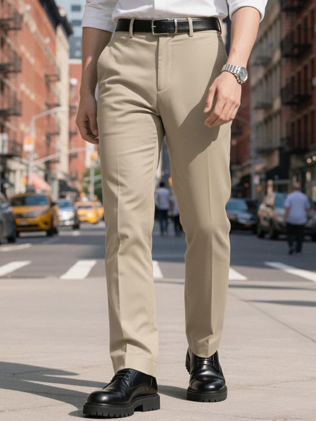 Men's Black Korean Trousers with Drawstrings