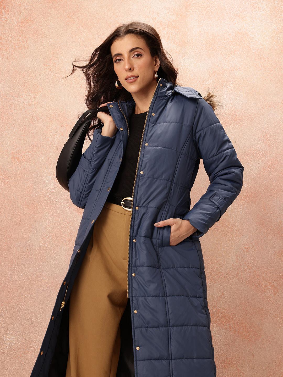 all about you Detachable Hood Faux Fur Trim Padded Parka Jacket