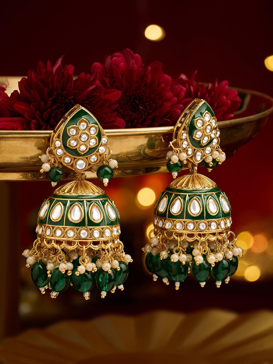 Buy Zaveri Pearls Contemporary Jhumkas Earrings - - Accessories for Women