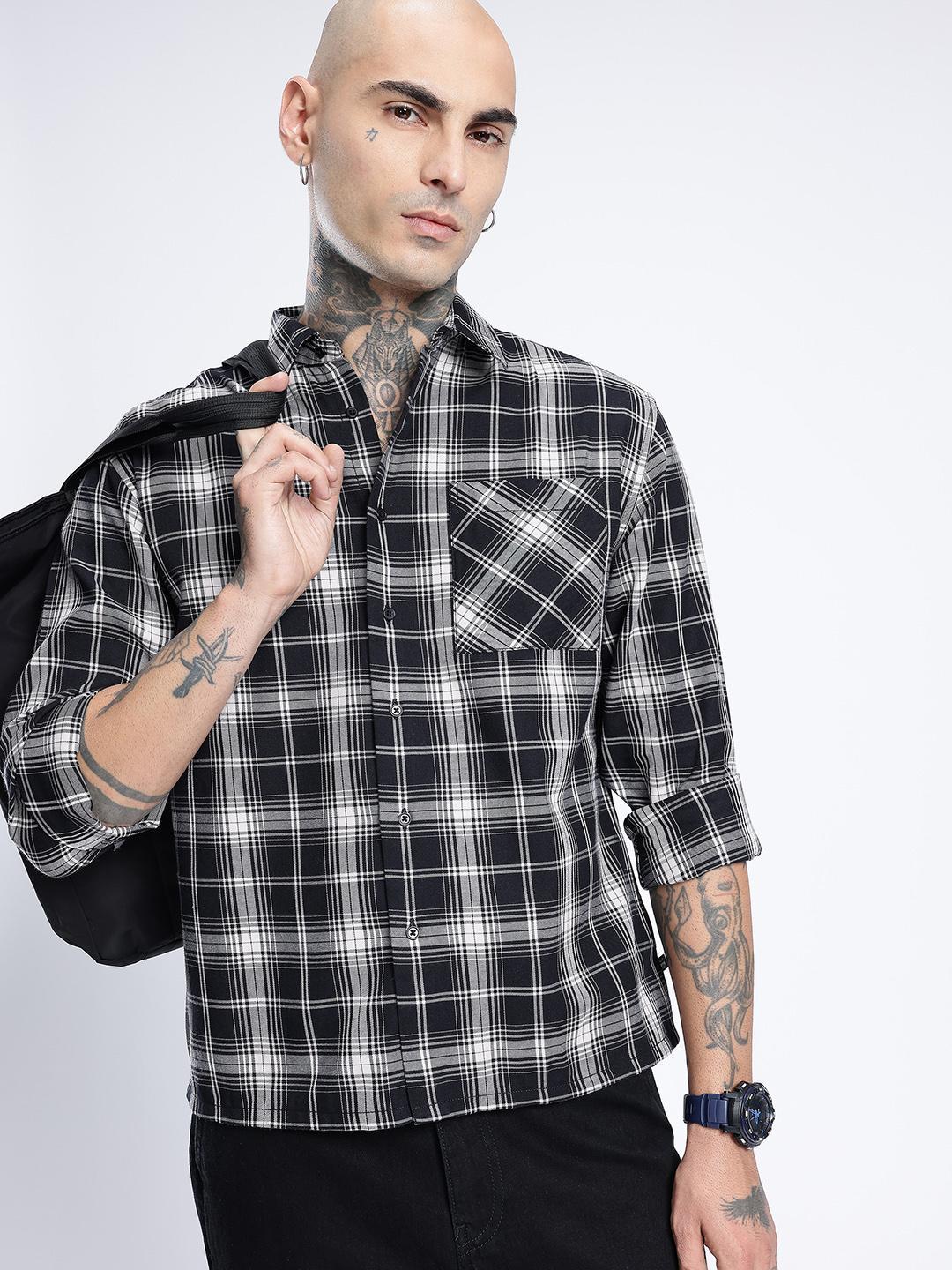 glitchez Relaxed Fit Checked Casual Shirt