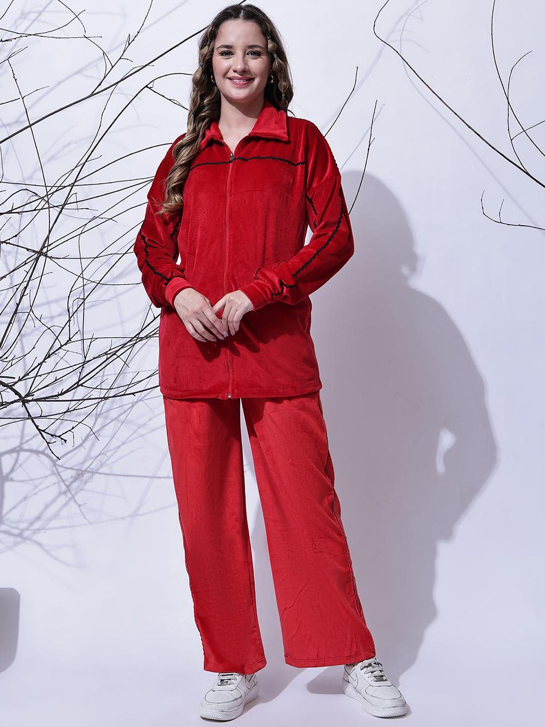 Buy NEUDIS Shirt Collar Velvet Sweatshirt With Trousers - - Apparel for Women