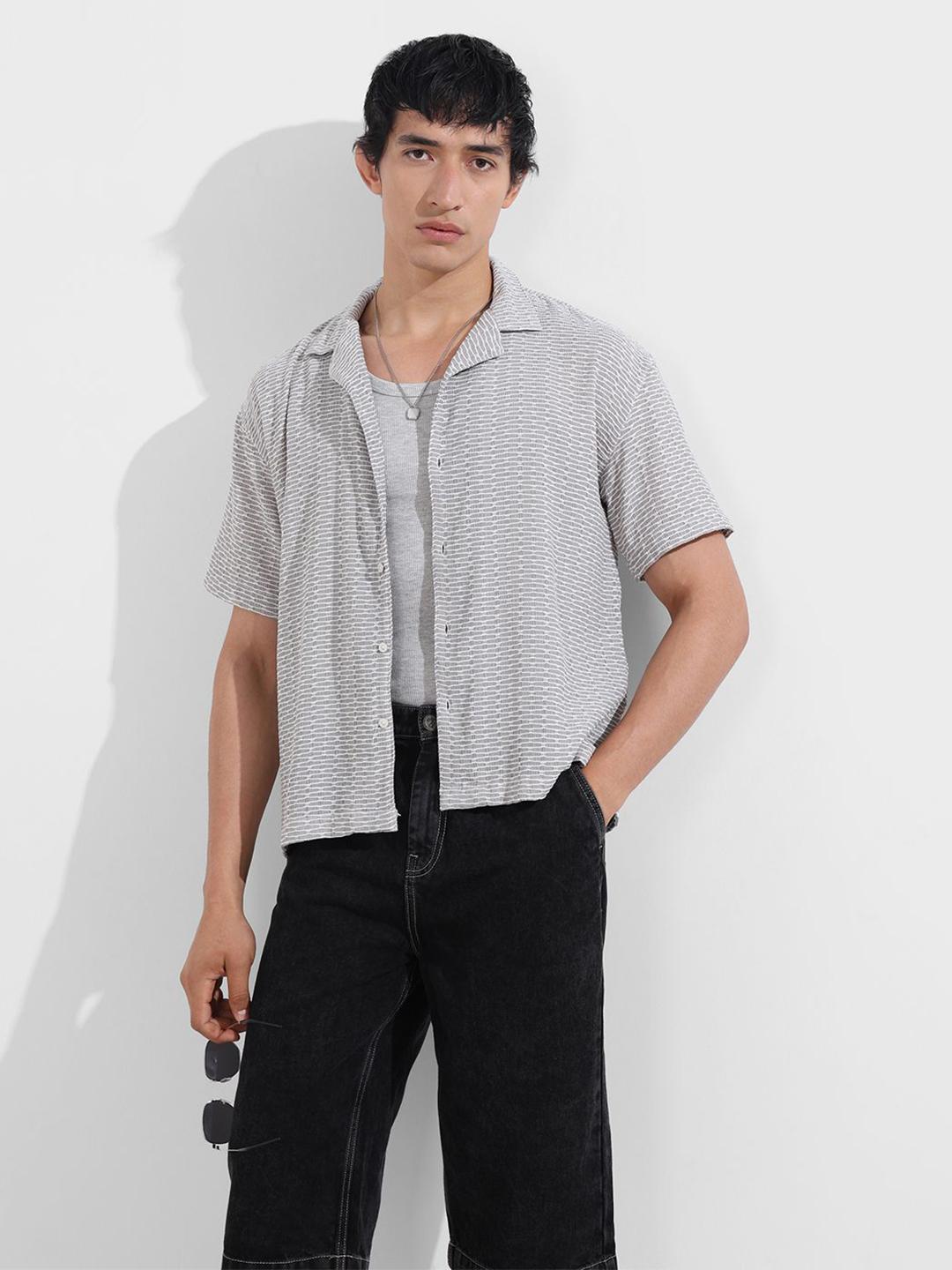 Mjpk Buy The Indian Garage Co Relaxed Fit Textured Spread Collar Casual ...